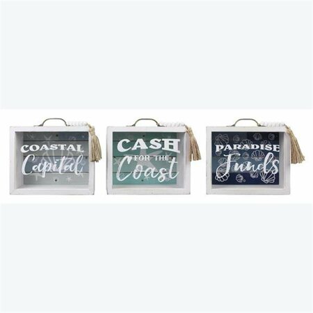 YOUNGS MDF & Acrylic Wood Nautical Bank Box - 3 Assortment 62092